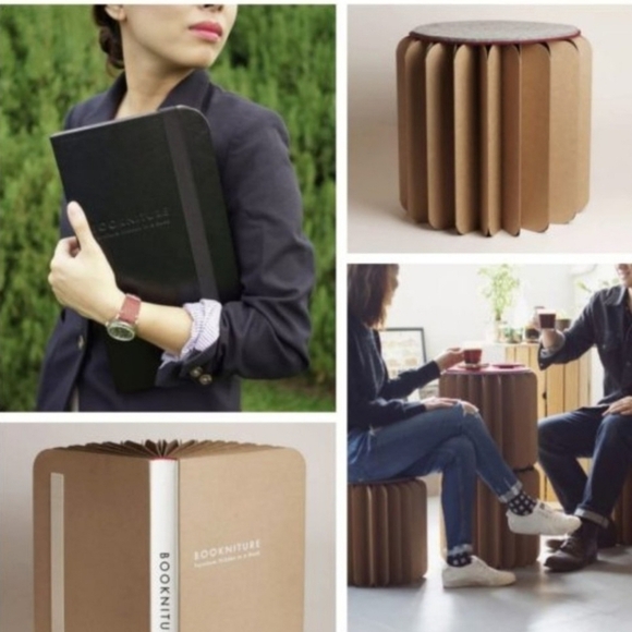 Bookniture Furniture Hidden In a Book Converts to 13" Stool Table Seat Black - Picture 1 of 5